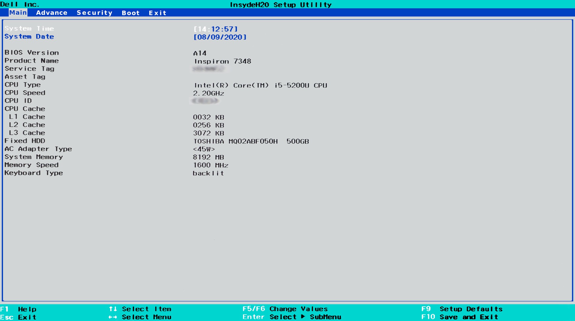 UEFI BIOS Mainタブ