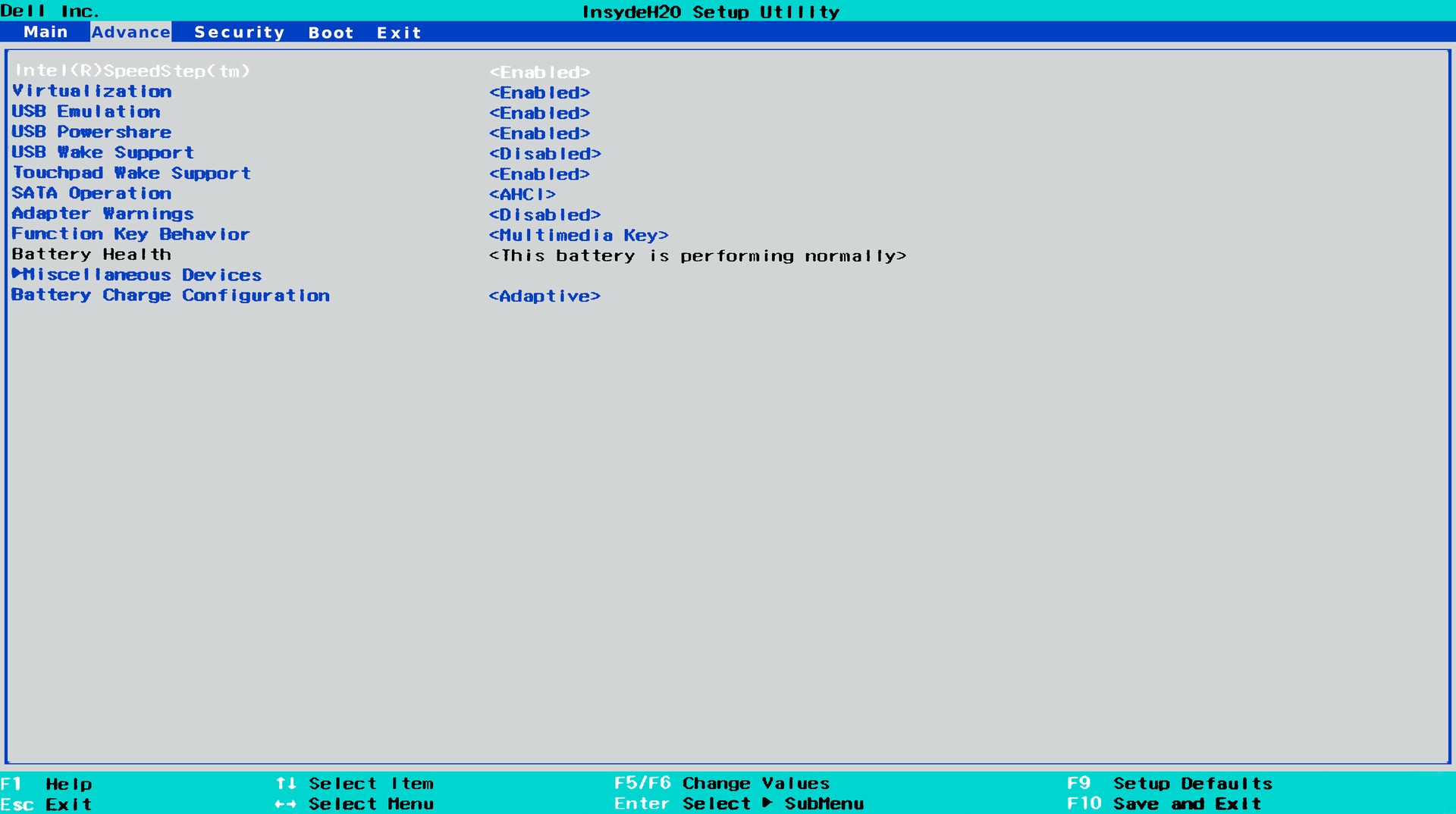 UEFI BIOS Advanceタブ